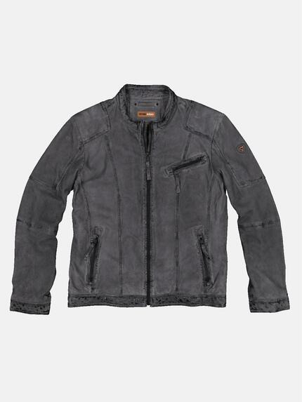 emilio adani Herren Lederjacke in Verloursqualität Grau 32563 emilio adani Herren Lederjacke in Verloursqualität Grau 32563