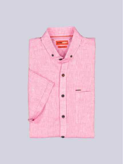 emilio adani Herren Kurzarm-Hemd aus Leinen Rot 38596 emilio adani Herren Kurzarm-Hemd aus Leinen Rot 38596