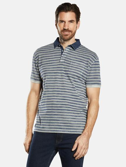 engbers Polo-Shirt gestreift Silbergrau