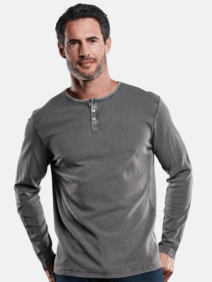 engbers Herren Henley Shirt Dunkelgrau 28910