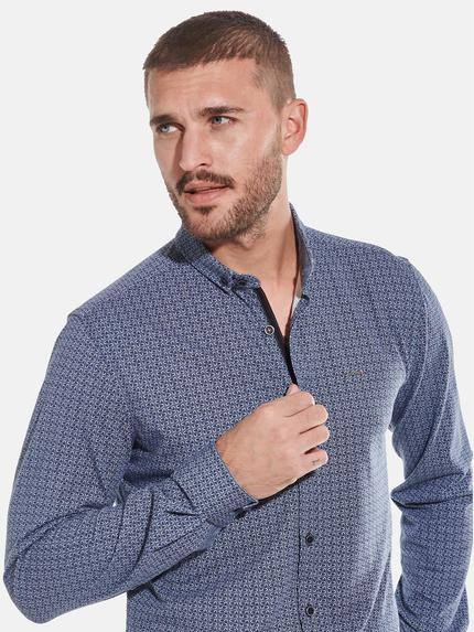 emilio adani Herren Langarm-Hemd mit grafischem Muster Blau 32059 emilio adani Herren Langarm-Hemd mit grafischem Muster Blau 32059