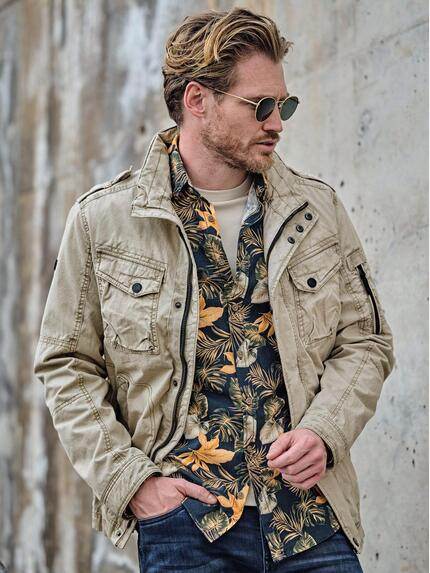 engbers Herren Jacke mit Kontrastdetails Beige 38373 engbers Herren Jacke mit Kontrastdetails Beige 38373