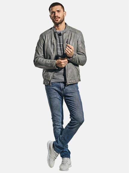 emilio adani Herren Bikerlederjacke Grau 30651 emilio adani Herren Bikerlederjacke Grau 30651