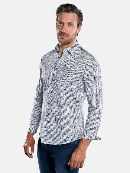 emilio adani Streifendruck Hemd mit floralen Elementen Saphirblau