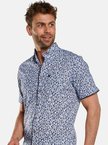 engbers Herren Kurzarm-Hemd gemustert Blau 33097
