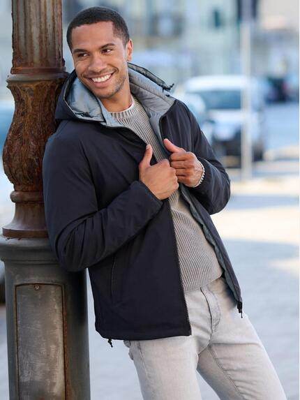 emilio adani Herren Wendejacke mit Kapuze Saphirblau 39286