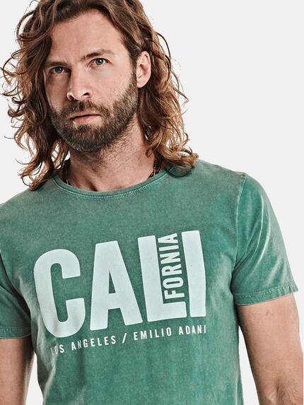emilio adani Herren Statement-Print T-Shirt Türkis 27314 emilio adani Herren Statement-Print T-Shirt Türkis 27314