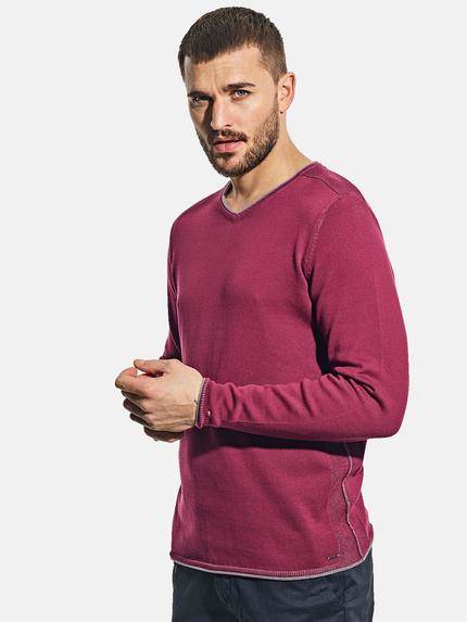 emilio adani Hochwertiger Pullover Mit Elegantem V-Ausschnitt Magenta