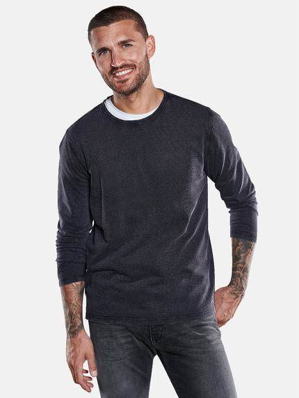 emilio adani Langarm-Shirt strukturiert Schwarz