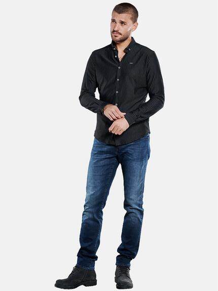 emilio adani Herren Langarm-Hemd gestreift Schwarz 33658 emilio adani Herren Langarm-Hemd gestreift Schwarz 33658