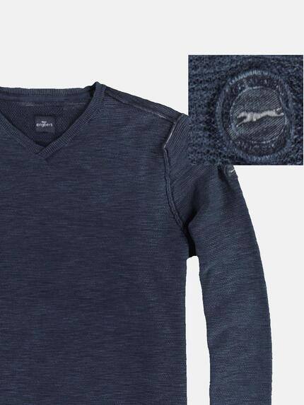 engbers Herren Pullover V-Ausschnitt Blau 24363