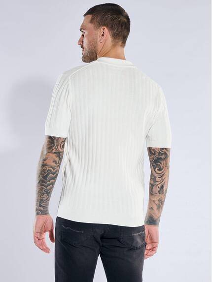 emilio adani Herren Modisches Strickpolo Reinweiss 40138