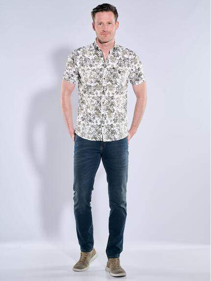 engbers Herren Kurzarm-Hemd gemustert Hellgrau 38777