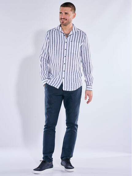 emilio adani Herren Leinen-Hemd mit Streifenmuster Brilliantblau 40341 emilio adani Herren Leinen-Hemd mit Streifenmuster Brilliantblau 40341