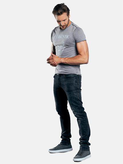 emilio adani Herren Rundhals T-Shirt mit auffälligem Statement-Print Grau 30046 emilio adani Herren Rundhals T-Shirt mit auffälligem Statement-Print Grau 30046