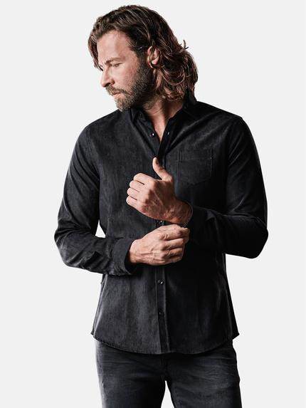 emilio adani Hemd aus angesagter Suede Ware Schwarz