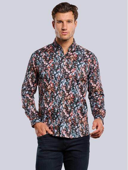 ENGBERS GERMANY Langarm-Hemd mit Satin-Anteil Blutorange