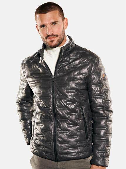 emilio adani Herren Lederjacke regular Grau 35201