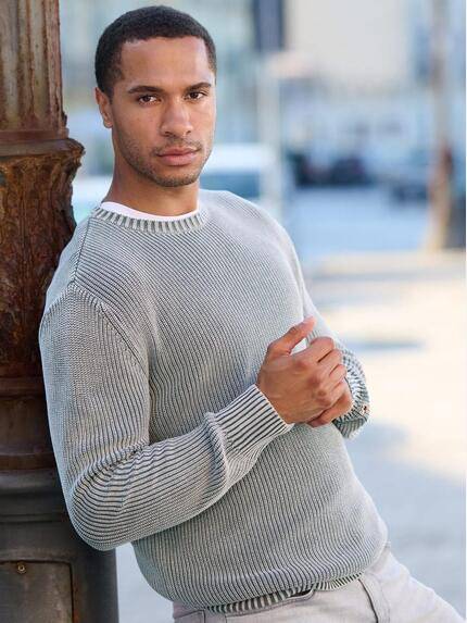 emilio adani Herren Strickpullover strukturiert Silbergrau 39525