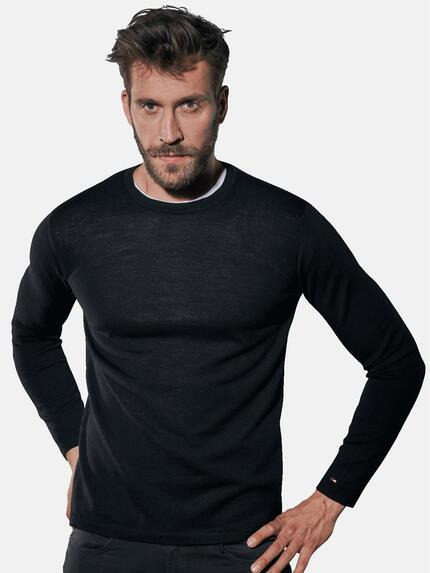 emilio adani Pullover aus reiner Merino Wolle Schwarz