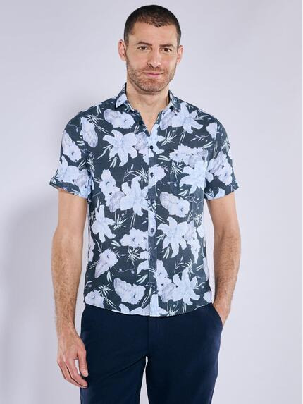engbers Kurzarm-Hemd gemustert Marineblau