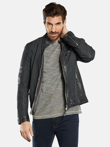 engbers Lederjacke aus Nubukleder Marineblau