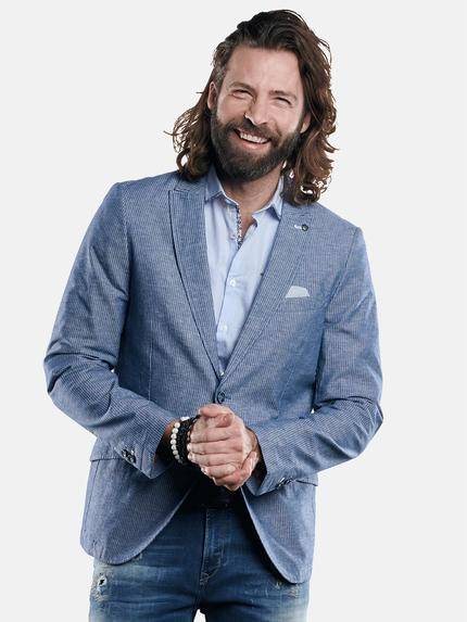 emilio adani Dezent gestreiftes Sommer-Sakko Mittelblau