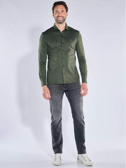 ENGBERS GERMANY Herren Langarm-Hemd aus Pima Baumwolle Dunkelgruen 39573