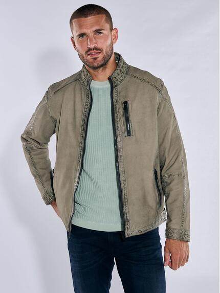 emilio adani Lederjacke mit Stehkragen Beige