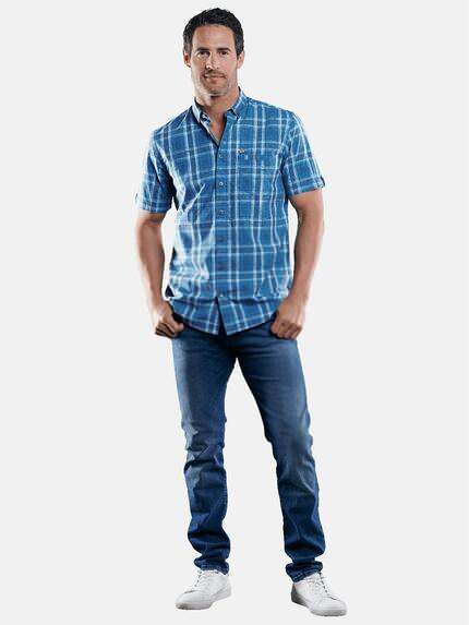 engbers Herren Außergewöhnliches Karo-Hemd Blautuerkis 29083