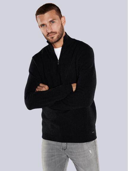 emilio adani Pullover mit Troyerkragen Anthrazit