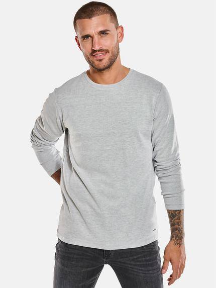 emilio adani Langarm-Shirt uni Hellgrau