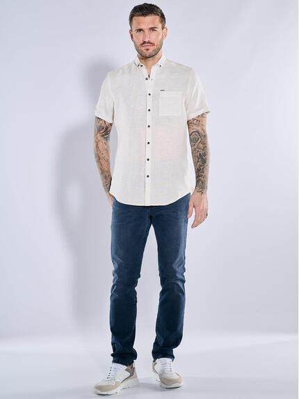 emilio adani Herren Kurzarm-Hemd aus Leinen Beige 38584 emilio adani Herren Kurzarm-Hemd aus Leinen Beige 38584