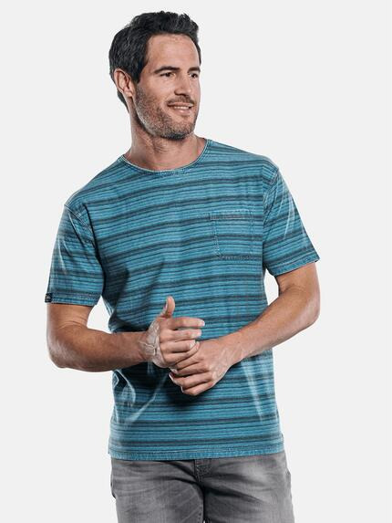 engbers Im Stück gefärbtes Rundhals T-Shirt mit Brusttasche Brilliantblau