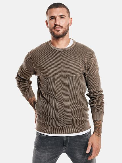 emilio adani Pullover mit Rippstruktur Braunbeige