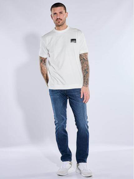 emilio adani Herren Rundhals T-Shirt Reinweiss 40762