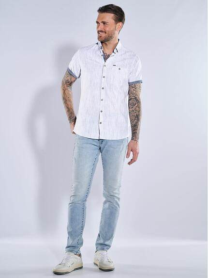 emilio adani Herren Kurzarm-Hemd gestreift Blau 38897 emilio adani Herren Kurzarm-Hemd gestreift Blau 38897