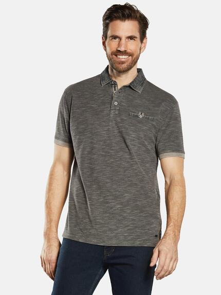 engbers Polo-Shirt gemustert Dunkelbraun