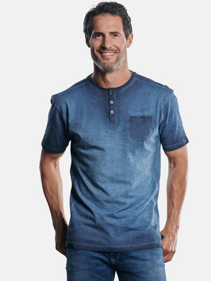 engbers Lässiges Henley T-Shirt in außergewöhnlicher Optik Marineblau