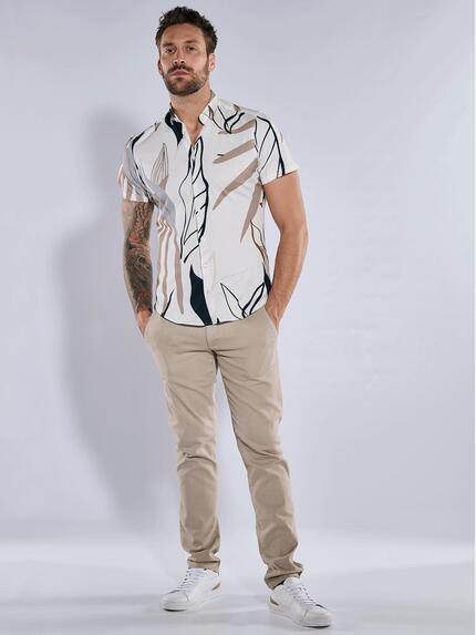 emilio adani Herren Kurzarm-Hemd slim fit Beige 36550 emilio adani Herren Kurzarm-Hemd slim fit Beige 36550
