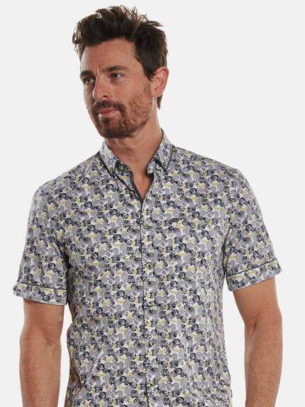 engbers Herren Kurzarm-Hemd gemustert Zitronengelb 32621