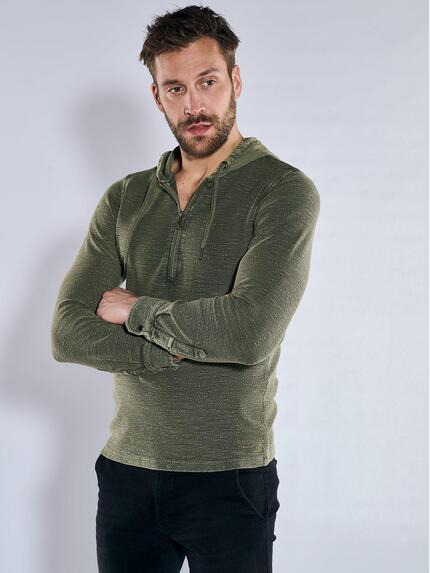 emilio adani Langarm-Shirt mit Kapuze Khaki