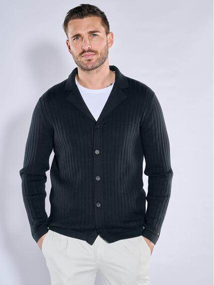 emilio adani Herren Strick-Sakko regular Schwarz 38694