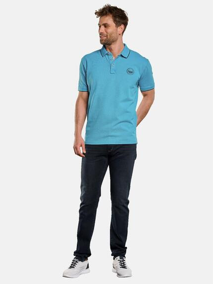 engbers Herren Polo-Shirt uni Blautuerkis 33135