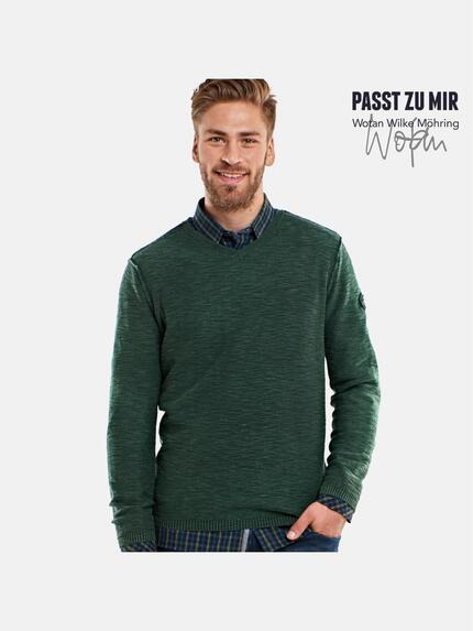 engbers Pullover V-Ausschnitt Dunkelgrün