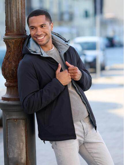 emilio adani Herren Wendejacke mit Kapuze Saphirblau 39286