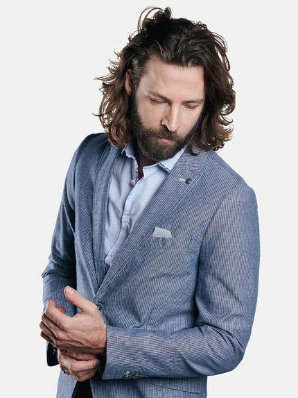 emilio adani Herren Dezent gestreiftes Sommer-Sakko Blau 29154 emilio adani Herren Dezent gestreiftes Sommer-Sakko Blau 29154