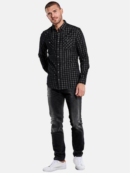 emilio adani Herren Langarm-Hemd kariert Schwarz 33357 emilio adani Herren Langarm-Hemd kariert Schwarz 33357