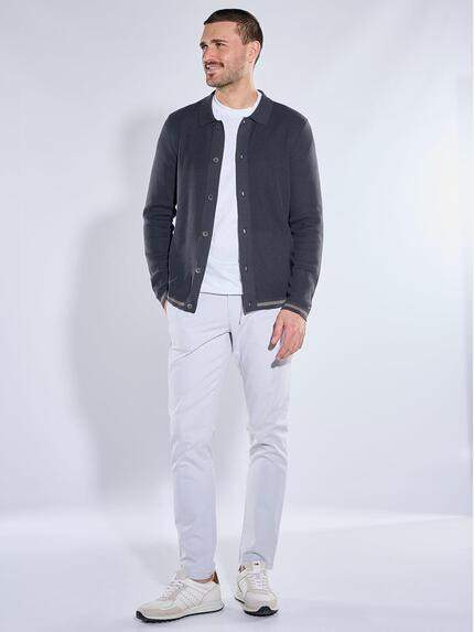 emilio adani Herren Strickjacke mit Kragen Dunkelgrau 40688