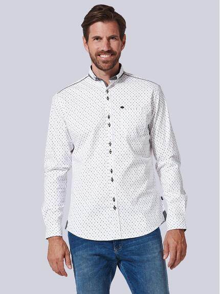 engbers Langarm-Hemd gemustert Braunbeige